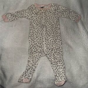 Gerber Leopard Print Footie with Pink Trim